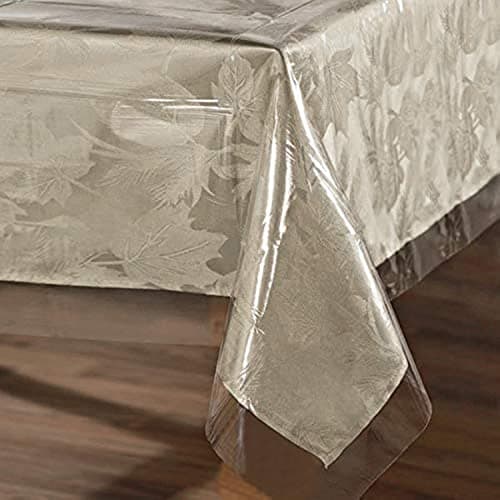 sancua Clear Plastic 100% Waterproof Tablecloth - 54 x 78 Inch - Vinyl PVC Rectangle Table Cloth Protector Oil Spill Proof Wipe Clean Table Cover for Dining Tables, Parties & Camping, Crystal Clear - Image 1