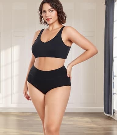 wirarpa Women's Postpartum Underwear High Waisted Ladies Cotton Panties Full Coverage Briefs 5 Pack Black 2X-Large - Image 7