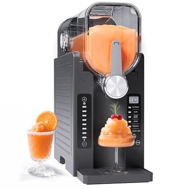 Slushie Machine No Ice Needed, Slushy Machine for Home, Frozen Drink Maker with 6 Preset Programs for Margaritas, Frappés, Milk Shake and More, LED Display, Self-Cleaning, AD03, Black - Image 1