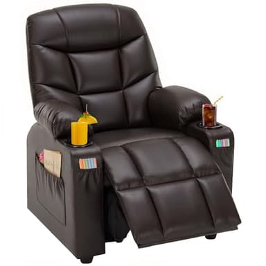 SNUGWAY Marshmallow Larger Kids Reclining Chair Leather Recliner Sofa Push Back Children Ages 3-12 - Image 1