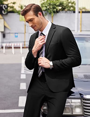 COOFANDY Men's 2 Piece Suits Classic Fit 2 Button Dress Suits Tuxedo Jacket Blazer for Wedding Business Dinner Prom - Image 2