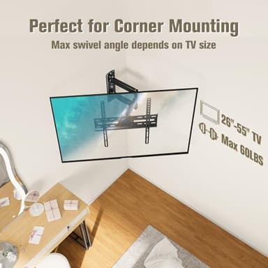 Mounting Dream TV Wall Mount Swivel and Tilt for Most 26-55 Inch TV, TV Mount Perfect Center Design, Full Motion TV Mount Bracket with Articulation, up to VESA 400x400mm, 60 lbs, MD2377 - Image 5