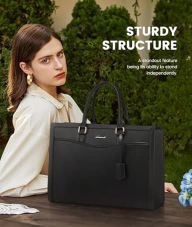 LOVEVOOK Laptop Tote Bag for Women, Leather Office Work Bag Briefcase fit for 15.6 inch Laptop, Large Teacher Computer Bag Handbag,2pcs Set Leather/Black - Image 8