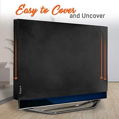 SereneLife Waterproof TV Cover for 40-42 inch TV- Indoor/Outdoor Weatherproof Television with Bottom Cover, Thick Fabric, Dustproof with Remote Control Pocket, Black - Image 5