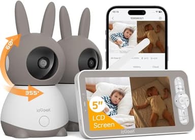 ieGeek 2K Split-Screen Baby Monitor, 5" Audio Baby Monitor with 2 Cameras, WiFi Smartphone Video Dual Camera, Night Vision, Motion & Cry Detection, Two Way Talk Temper &Humidity Sensor - Image 1
