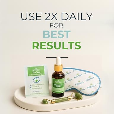 NOVEHA 180PCs Tea Tree Oil Eyelid & Lash Wipes With Hyaluronic Acid, Green Tea & Chamomile For Blepharitis & Itchy Eyes, Individually Wrapped Eyelash Wipes Natural Makeup Remover & Daily Cleanser - Image 7