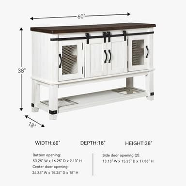 Signature Design by Ashley Valebeck Farmhouse Dining Room Server or Buffet Cabinet, White & Brown - Image 7