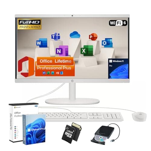 HP 21.5-inch All-in-One Desktop PC - w/Office 2024 Lifetime, Free CD/DVD Drive - FHD Display, Intel Celeron Processor, Wi-Fi 6, HDMI, HD Webcam, Windows 11 Pro(32GB RAM, 1TB SSD) - Image 1