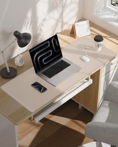 AFIING Leather Desk Pad Protector, Office Mat, Large Mouse Pad, Non-Slip PU Leather Blotter, Waterproof Writing Pad for Office and Home (Beige) - Image 6