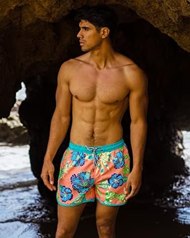 maamgic Mens Boys Short 80s 90s Vintage Swim Trunks with Mesh Lining Quick Dry Swim Suits Board Shorts - Image 3