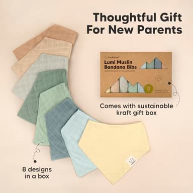 8-Pack Muslin Baby Bibs for Boys, Girls - Muslin Bandana Drool Bibs for Baby Girl & Boy, Drooling Newborn, Teething Toddler, Infant 0-36 Months, 100% Cotton Extra Absorbent & Soft (Mirage) - Image 7