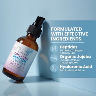 Collagen Peptide Serum for Face – Anti Aging Facial Treatment with Peptides & Hyaluronic Acid – Gentle Formula for Sensitive Skin, Microneedling Pen, Derma Roller, Skin Firming & Hydrating (2 Oz) - Image 7