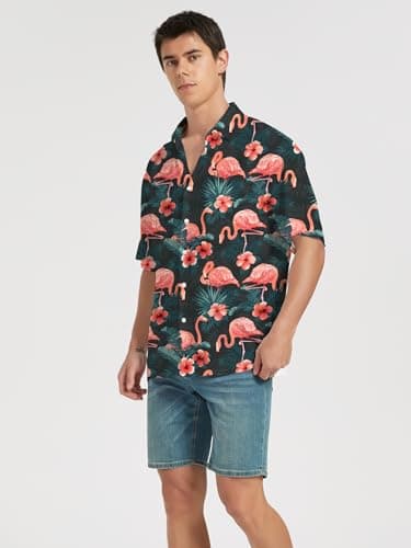 Men's Hawaiian Shirts Short Sleeve Floral Casual Button Down Shirts for Men - Image 2