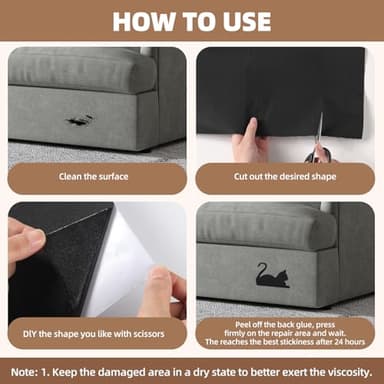 Shagoom Fabric Repair Patch, 17X79 Inch Fabric Large Repair Tape, Self-Adhesive Fabric Patches for Furniture, Sofa, Car Interior, Shoes, Hand Bag, Clothing (Grey, 17X79 Inch) - Image 5