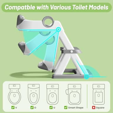 Rabb 1st Frog Potty Training Seat, Upgrade Toddler Toilet Seat for Kids Boys Girls, 2 in 1 Potty Training Toilet for Kids, Splash Guard Anti-Slip Pad Step Stool - Image 5