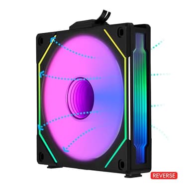 Lian Li UNI Fan SL-Infinity 120 - Triple Pack (Reverse Blade) ARGB Fan-Daisy-Chain Design-Infinity Mirror-Cable Management-Customizable Lighting Effects w/Controller- Black (12RSLIN3B) - Image 3