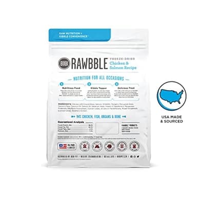 BIXBI Rawbble Freeze Dried Dog Food, Chicken & Salmon Recipe, 26 oz - 94% Meat and Organs, No Fillers - Pantry-Friendly Raw Dog Food for Meal, Treat or Food Topper - USA Made in Small Batches - Image 2