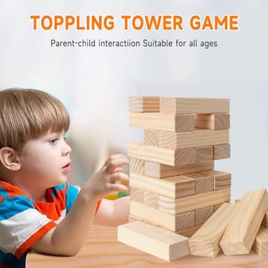 Nattork Giant Tumbling Tower (Stack from 1.77Ft to 4+ Ft), Wood Stacking Giant Blocks Game| Made from Premium Pine Wood| Ideal for Family, 54PCS - Image 6