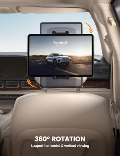 Lamicall Tablet Holder for Car Headrest - [Thick Case Friendly] [360° Rotation] Car Tablet Mount for Backseat, Road Trip Essentials for Kids, for iPad Pro, Air, Mini, Galaxy, Fire HD, 6.1-13" Tablets - Image 2