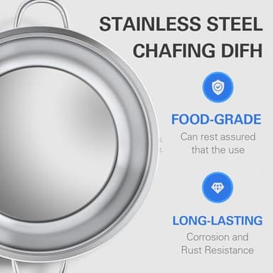 Anycoo 5.5QT Chafing Dishes for Buffet 4 Pack, Stainless Steel Chafing Dish Buffet Set, Buffet Servers and Warmers with Lid for Wedding Parties Outdoor BBQ Spring Summer Picnic - Image 6