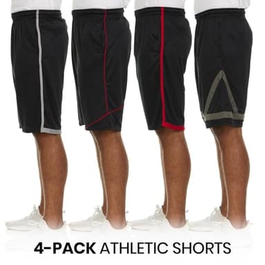 4 Pack: Men's Dry-Fit Sweat Resistant Active Athletic Performance Shorts - Image 5