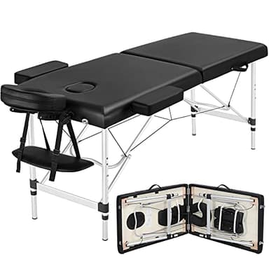 Yaheetech Massage Tables Portable Massage Bed Aluminium Height Adjustable Facial Salon Tattoo Bed with Non-Woven Bag, 24 inch Width Black - Image 1