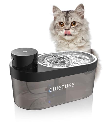 CuieTuee Cat Water Fountain 4L/135oz Battery Operated Automatic Cat Fountain Wireless Pet Water Fountain with Stainless Steel Bowl Dog Water Dispenser with Replacement Filters for Cats Dogs (Black) - Image 1