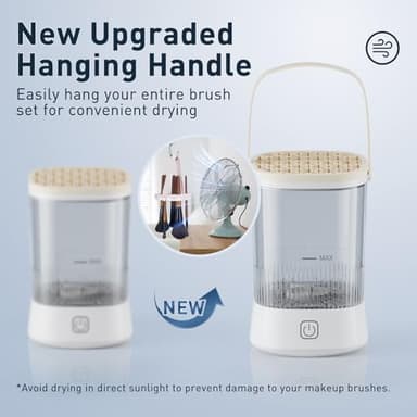 Electric Makeup Brush Cleaner - 9000 RPM Makeup Brush Cleaning Machine, IP65 Waterproof Automatic Makeup Brush Cleaner for Makeup Sponges and Brushes(White) - Image 5