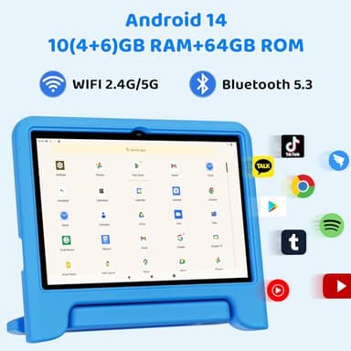 2025 Upgraded Android 14 Tablet, 10inch Kids Tablet, Octa-core CPU, 10GB+64GB+1TB Expand Tablets for Kids with Kids Space, Parental Control, 6000mAh Big Battery, HD Touchscreen Display Tableta - Image 3