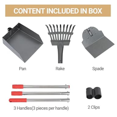 Heeyoo Dog Pooper Scooper, Dog Poop Tray and Rake Set, Pet Waste Removal Scoop with Long Adjustable Sectional Stainless Handles - Image 5