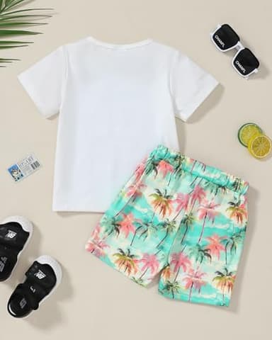 YUEMION Toddler Baby Boy Summer Outfit Baby Boy Clothes Short Sleeve T-Shirts Top + Shorts 2Pcs Boy Clothing Casual Set(White, 18-24 Months) - Image 8