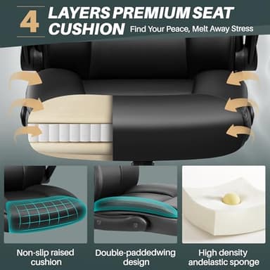 FelixKing Leather Office Chair - Small PU Ergonomic Desk Chair, Comfy Computer Chair with Wheels and Flip-up Armrests, Adjustable Height Mid Back Executive Office Chair for Short People-Black - Image 7