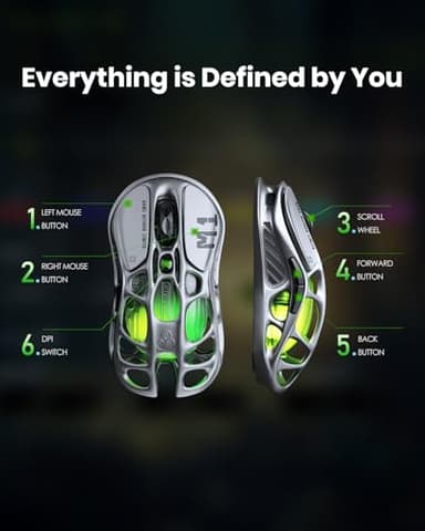 GravaStar Mercury M1 Pro Wireless Gaming Mouse – 26,000 DPI PAW3395DM Sensor • Lightweight Magnesium Alloy • Tri-Mode (Wired/2.4GHz/Bluetooth) • 4K Polling Rate • Up to 200-Hour Battery - Image 6