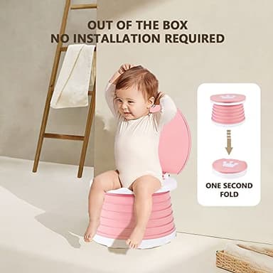 portable, foldable potty seat for toddler, Training Toilet Seat Emergency Toilet for Car, Camping, Outdoor, indoor (pink, small) - Image 2