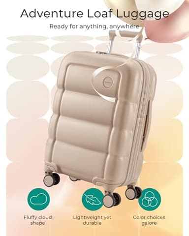 BAGSMART Carry on Luggage with Spinner Wheels, 22x14x9 Carry On Luggage Airline Approved With TSA Lock, Durable Hard Shell Carry On Suitcase 20 inch, Flaxen Almond - Image 3