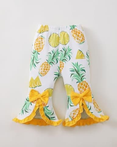 SUNNY PIGGY Newborn Baby Girl Clothes Infant Outfits Romper Floral Fall Outfit Bell Bottoms Pant Sets Hat Headband Flowerpant Yellow 12-18M - Image 5