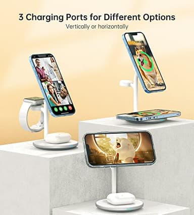 XooFly 3 in 1 Wireless Charging Station for Apple Devices, 15W Fast Wireless Mag-Safe Charger Stand with 20W Adapter for iPhone 17 16 15 14 13 12 Pro Max/Air/Plus/Pro/Mini,iWatch,AirPods (White) - Image 4