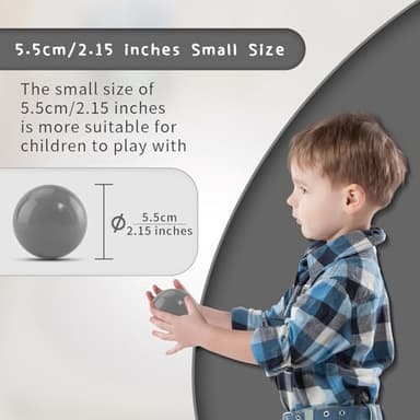 Dekeyoo Ball Pit Balls Pack of 200 - BPA Free, Crush Proof Plastic Balls for Ball Pit, Tent, Playhouse, Children's Toy Balls for Party, Macaron Ocean Balls 2.15 Inch White Clear and Warm Grey - Image 2