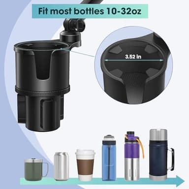 Car Cup Holder Expander Phone Holder with Adjustable Arm and Base, 2 in 1 Phone Mount and CupHolder Adapter with Expandable Base for Most Large Drink Bottle and Fit All 4-7'' Smartphones - Image 5