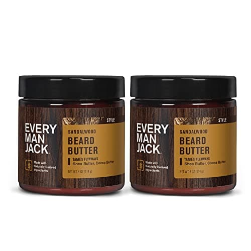 Every Man Jack Beard Butter- Subtle Sandalwood Fragrance - Hydrates and Styles Dry, Unruly Beards While Relieving Itch - Naturally Derived with Shea Butter and Coconut Oil - 4-ounce (2 Pack) - Image 1