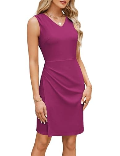 GRACE KARIN Women's Wear to Work Dresses V Neck Sleeveless Office Professional Business Dress M Purple - Image 1