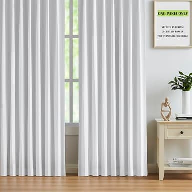 Kayne Studio White Full Blackout Linen Textured Pinch Pleated Curtains 102 inch Extra Long for Living Room,Thermal Insulating Pinch Pleated Drapes for Traverse Rod,40" x 102",9 Hooks,1 Panel - Image 2