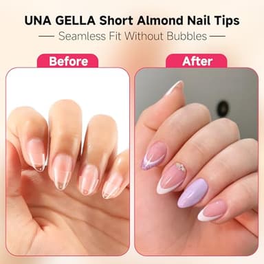 UNA GELLA Almond Gel Nail Tips Short: Half Cover Almond Shape Nail Tips Matte 216pcs Clear Gelly Tips for Saving Nail Extension DIY Nail Art, Self-handle 12Sizes - Image 3