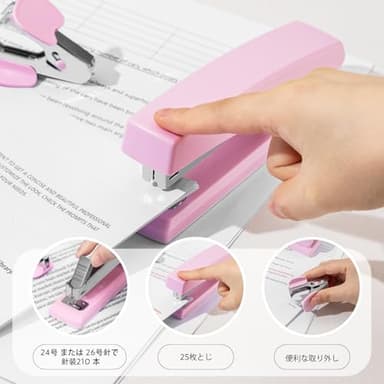 Deli Stapler, Desktop Stapler, Office Stapler, 25 Sheet Capacity, Includes 1000 Staples and Staple Remover, Pink - Image 3