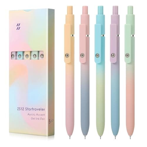 FIOVER 5pcs Gel Pens Black Ink Medium Point 0.7mm Pens Smooth Writing High-End Series Cute Ballpoint for Journaling Note Taking, Office School Supplies Gifts for Women and Men - Image 1
