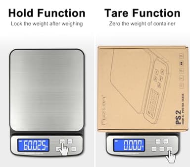 Fuzion Digital Shipping Postal Scale - 88lb x 0.1oz, Stainless Steel Platform, 5 Units, Hold/Tare/PCS Counting, Easy Calibration, Large LCD, Scale for Packages, All-in-1 Shipping Scale - Image 5