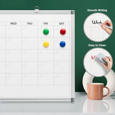 Comix Magnetic Dry Erase Calendar Whiteboard, 24 x 18 Inches Monthly Calendar Dry Erase Board for Wall, Aluminum Frame Planner White Board with Markers, Eraser, Magnets - Image 4