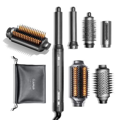 GLAMUP® FusionPro™ 6 in 1 Hot Air Styler- Wrap Curler & Thermal Brush Straightener, High Speed Hair Dryer, Round Brush, Volumizer, Hair Styling Gift Set with Travel Bag, Blow Dryer Brush - Image 1