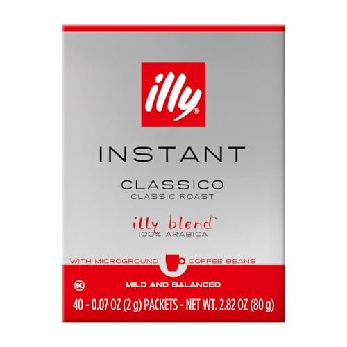 illy Instant Coffee Singles, Classico Medium Roast, Caramel & Orange Blossom Notes, 40 Single-Serve Packets (2g Each) - Premium Arabica Coffee - Image 1