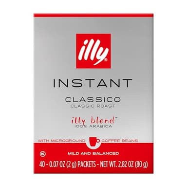 illy Instant Coffee Singles, Classico Medium Roast, Caramel & Orange Blossom Notes, 40 Single-Serve Packets (2g Each) - Premium Arabica Coffee - Image 1